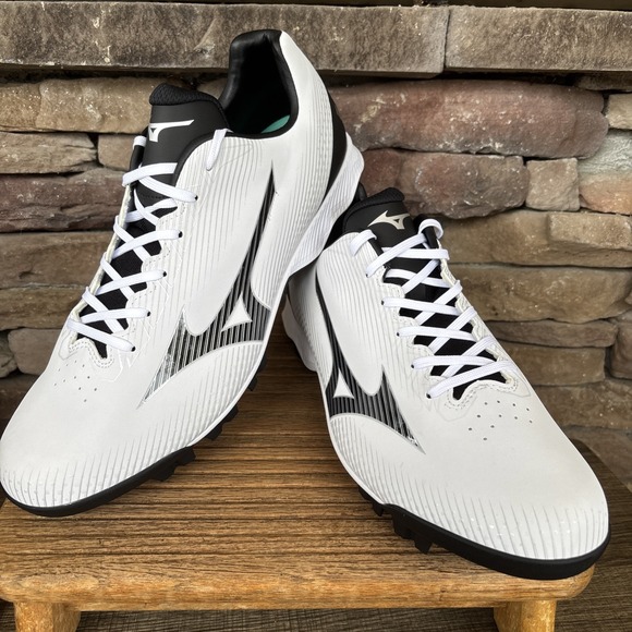 Mizuno Wave Lightrevo [11GP222191] Men Baseball Shoes White/Black NWOB Sz 12 main image 4